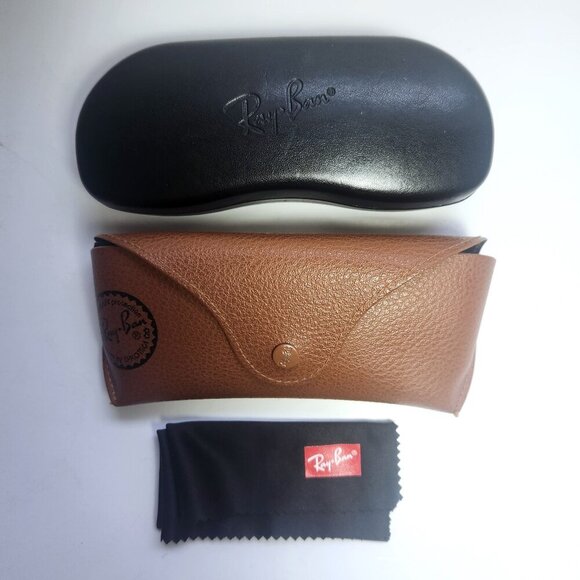 Ray Ban Eye Sun Glasses Case Lot of 2 Hard Clamshell and Soft Leather Case - Picture 1 of 6